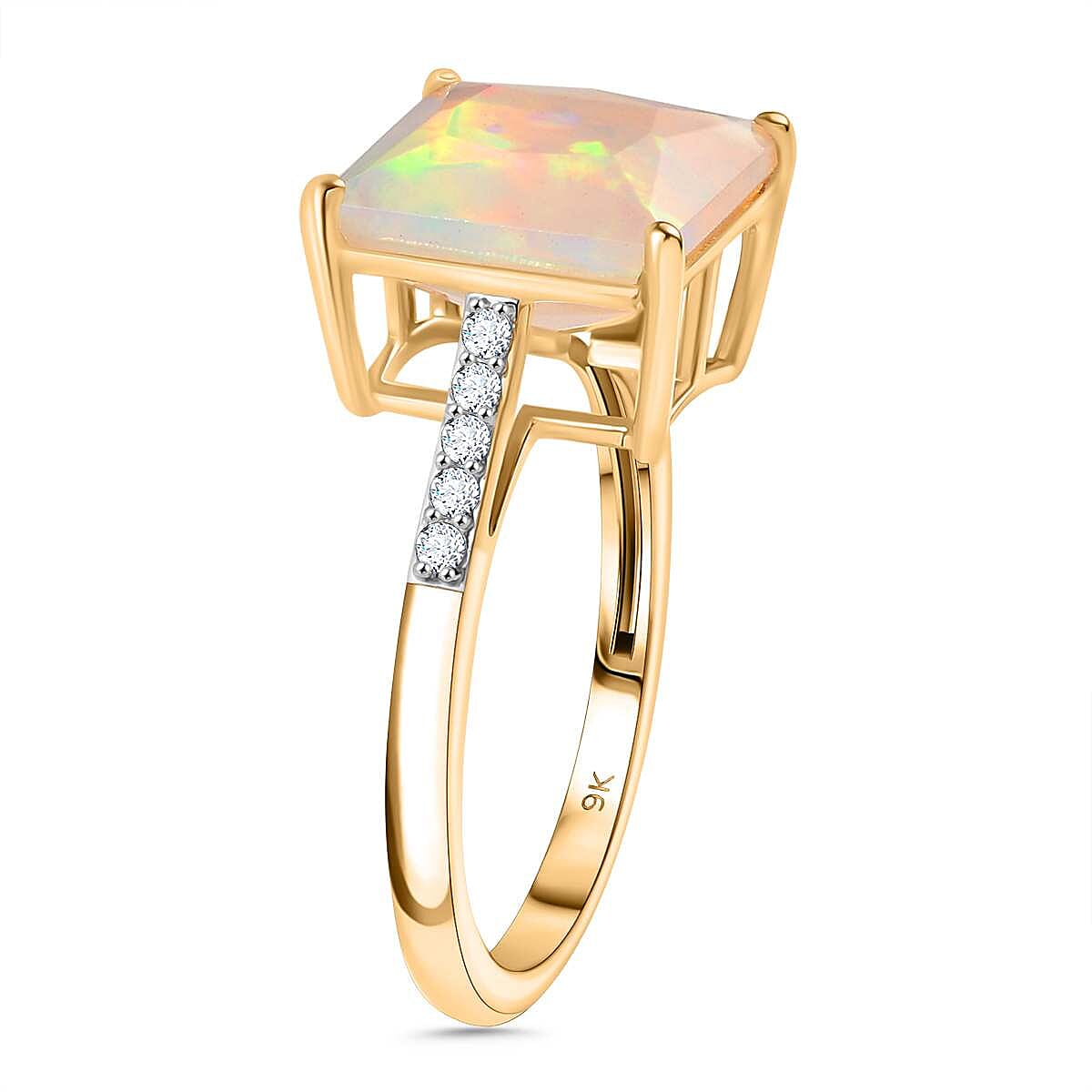 GEM THUNDER DEAL - 9K Yellow Gold AAA Ethiopian Opal & Lab Grown Diamond VS-EF Ring 2.92 Ct GEM THUNDER DEAL - 9K Yellow Gold AAA Ethiopian Opal & Lab Grown Diamond VS-EF Ring 2.92 Ct