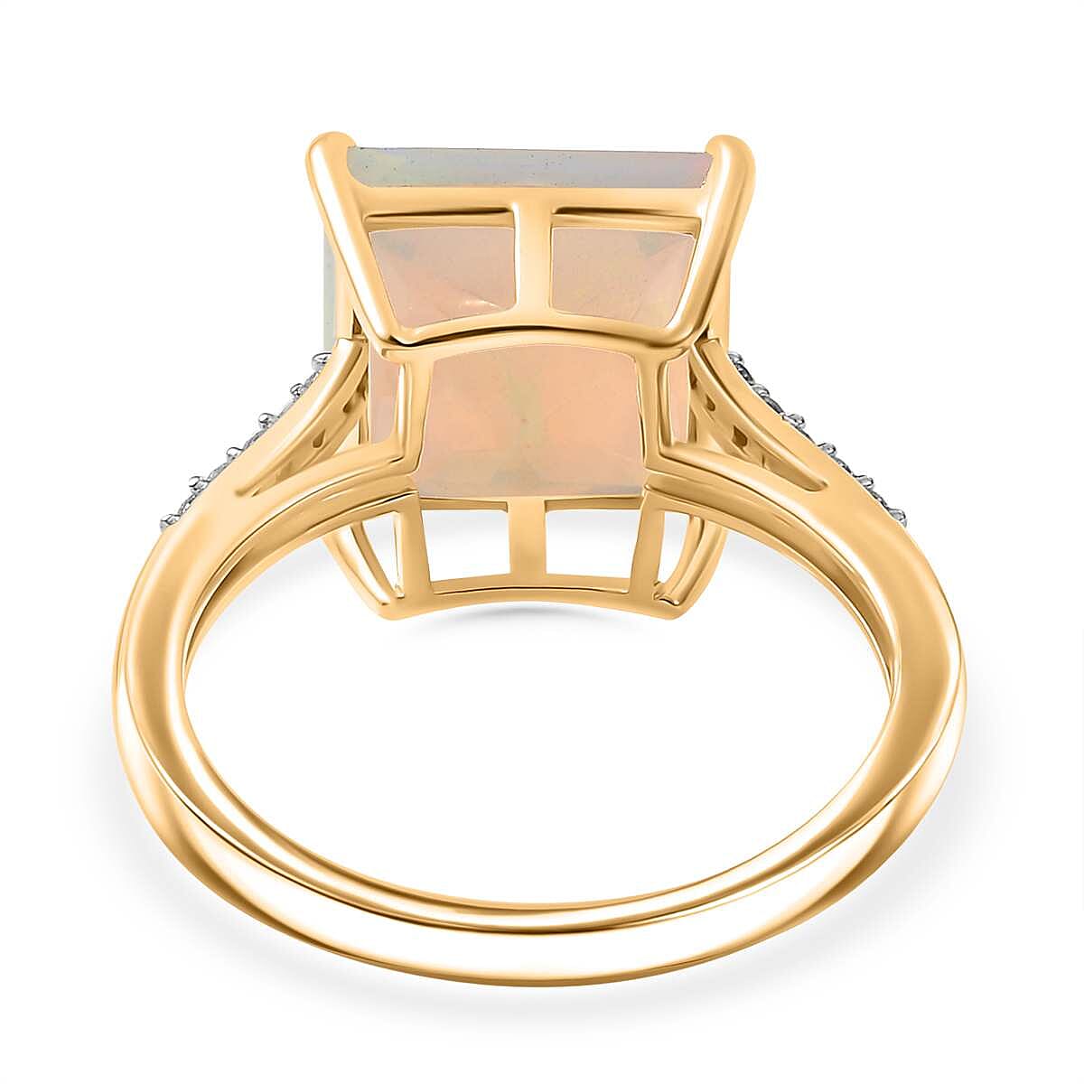 GEM THUNDER DEAL - 9K Yellow Gold AAA Ethiopian Opal & Lab Grown Diamond VS-EF Ring 2.92 Ct GEM THUNDER DEAL - 9K Yellow Gold AAA Ethiopian Opal & Lab Grown Diamond VS-EF Ring 2.92 Ct