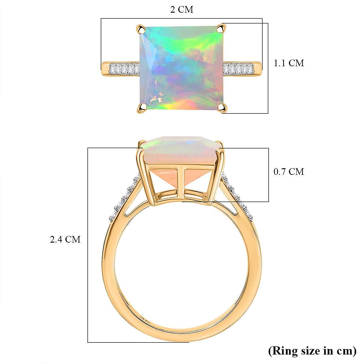 GEM THUNDER DEAL - 9K Yellow Gold AAA Ethiopian Opal & Lab Grown Diamond VS-EF Ring 2.92 Ct GEM THUNDER DEAL - 9K Yellow Gold AAA Ethiopian Opal & Lab Grown Diamond VS-EF Ring 2.92 Ct