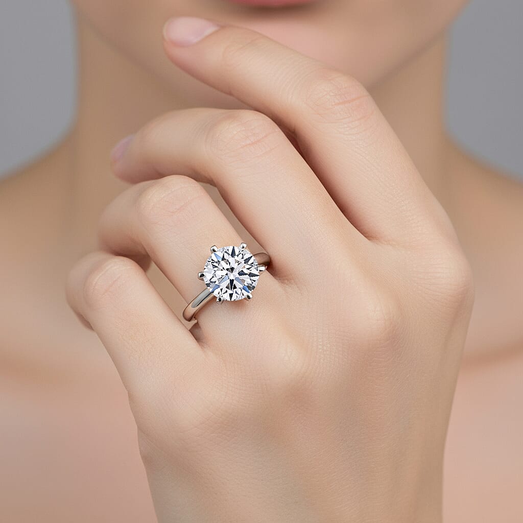 Luxuriant Diamond 950 Platinum IGI Certified Lab Grown Diamond Solitaire Ring, 5.00 Ct, 6.20 Gms