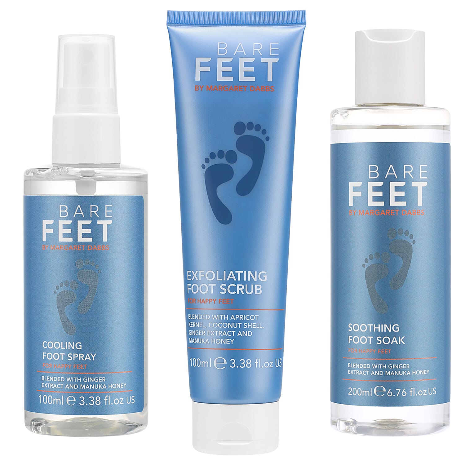 Bare Feet Foot Scrub, Foot Spray & Foot Soak Trio