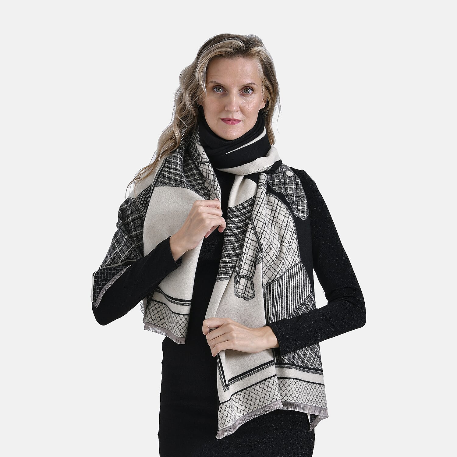 Designer Luxurious Horse Print Warm Shawl