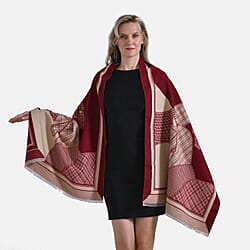 CLOSEOUT DEAL - Designer  Luxurious Horse Print Warm Shawl - Camel