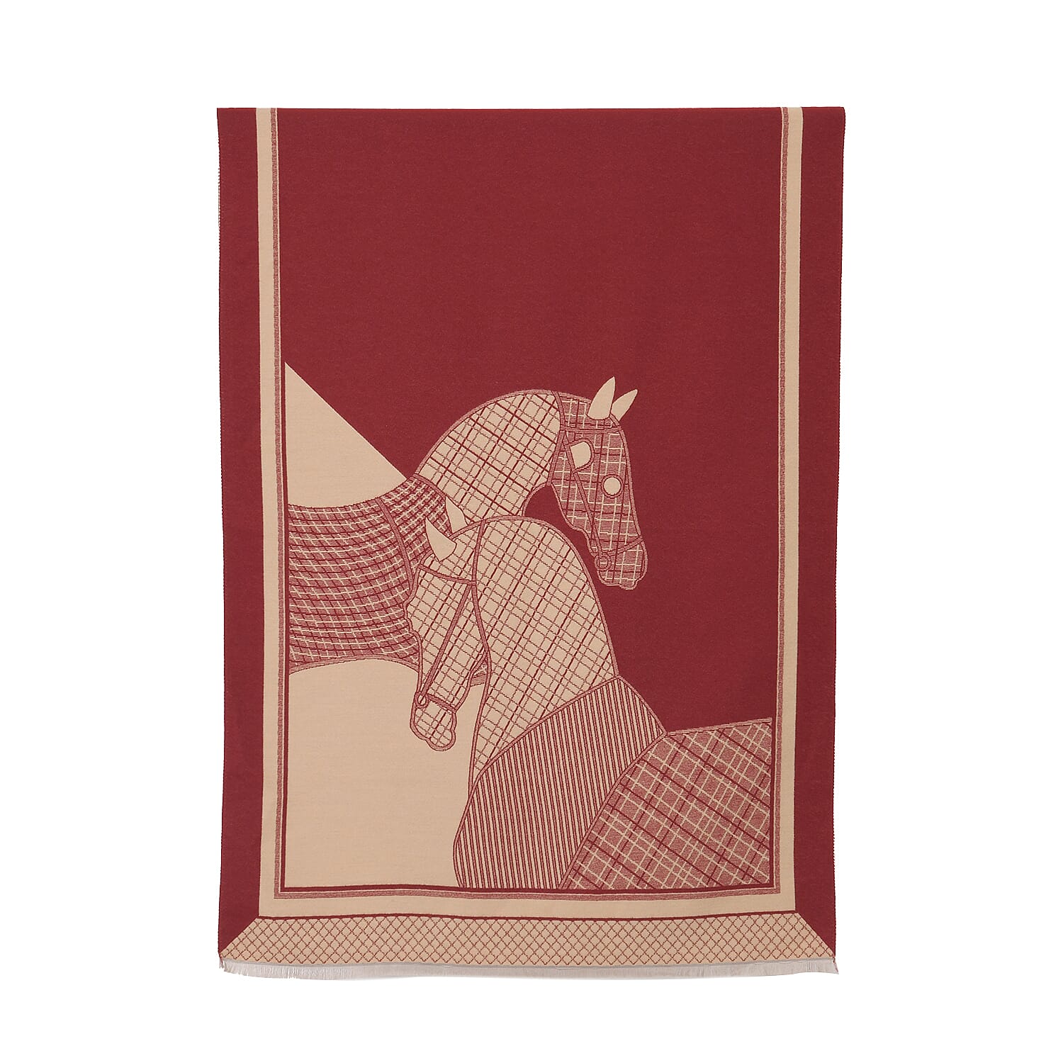CLOSEOUT DEAL - Designer Luxurious Horse Print Warm Shawl - Red CLOSEOUT DEAL - Designer Luxurious Horse Print Warm Shawl - Red