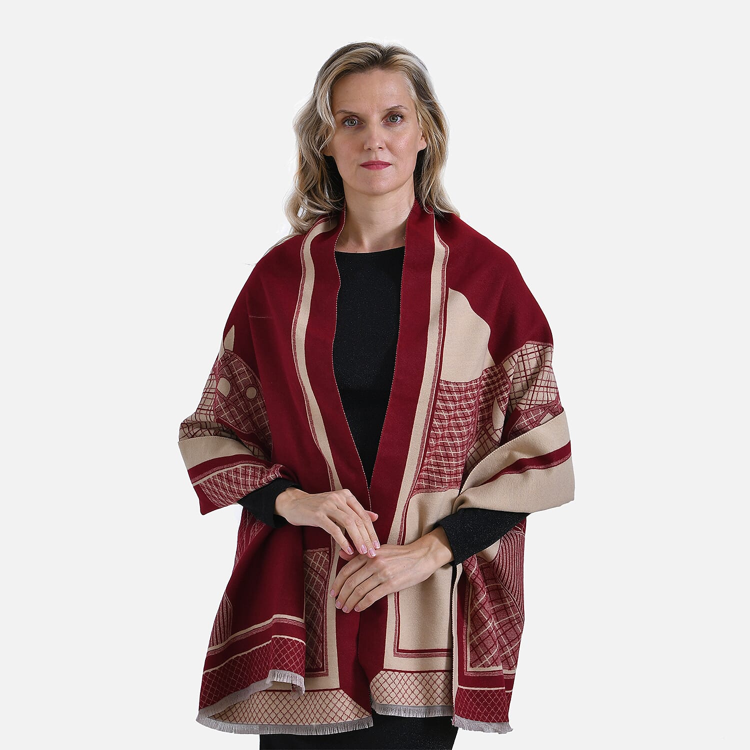CLOSEOUT DEAL - Designer Luxurious Horse Print Warm Shawl - Red CLOSEOUT DEAL - Designer Luxurious Horse Print Warm Shawl - Red