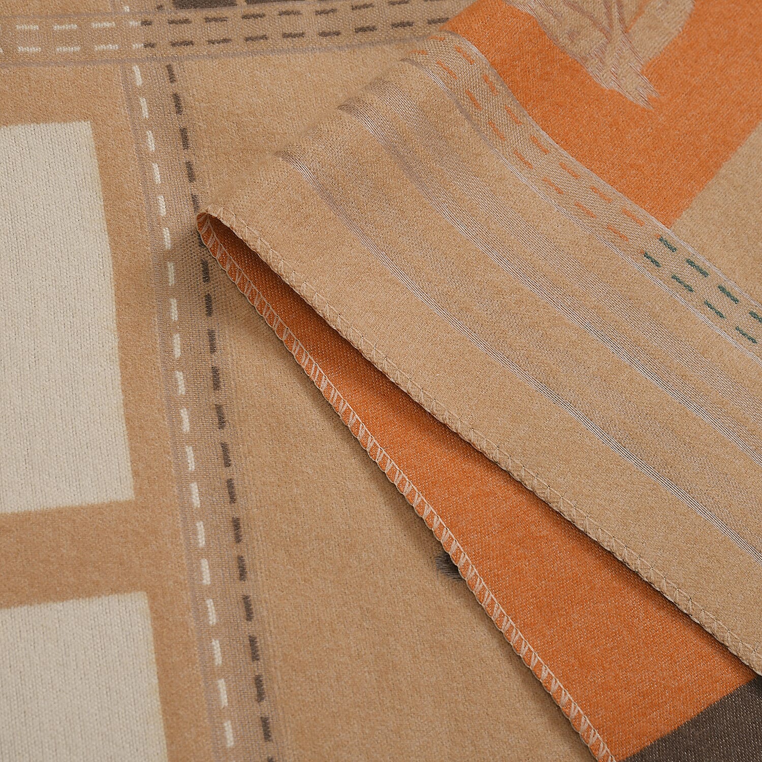 CLOSEOUT DEAL - Designer  Luxurious Horse Print Warm Shawl - Camel