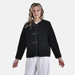 La Marey Fur-Effect Coat with Appliques