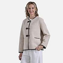 La Marey Fur-effect Coat with Appliques (Size 8 to 10) - Beige