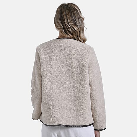 La Marey Fur-effect Coat with Appliques (Size 8 to 10) - Beige