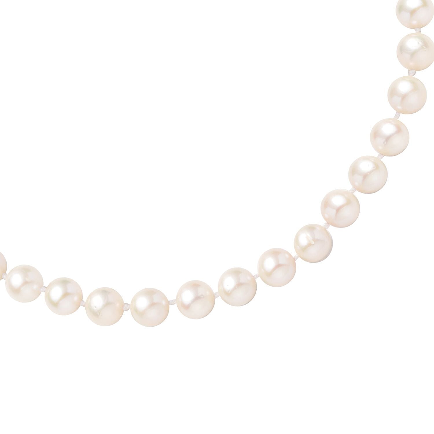 9K Yellow Gold White Edison Pearl (10mm) Necklace With Magnetic Lock (Size 20)