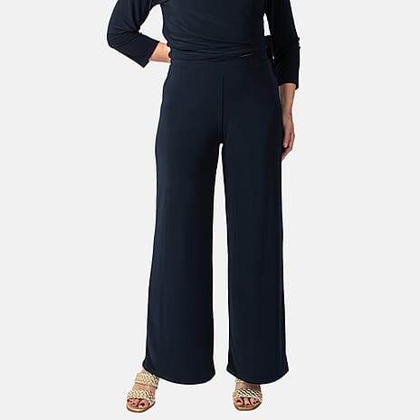 La Marey Wide Leg Pull on Trouser (Size M) - Navy