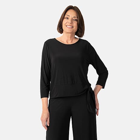 La Marey Side Knot Detail Top (Size XL) - Black