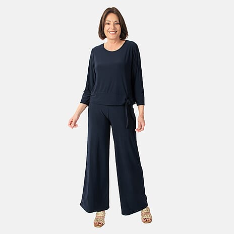 La Marey Side Knot Detail Top (Size L) - Navy