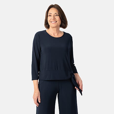 La Marey Side Knot Detail Top (Size S) - Navy