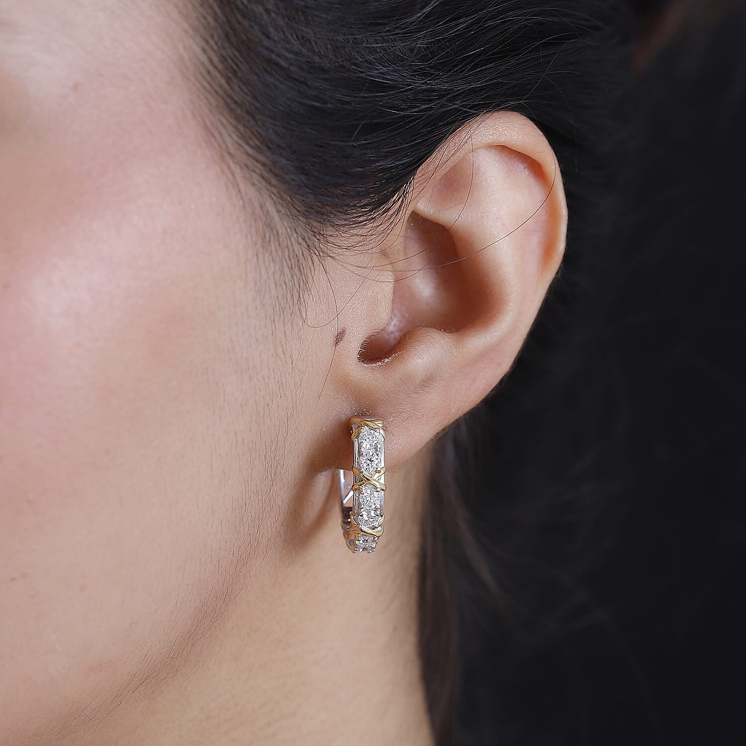 Designer Inspired Moissanite Criss Cross Earrings in 18K Gold Vermeil & Platinum Plated Sterling Silver