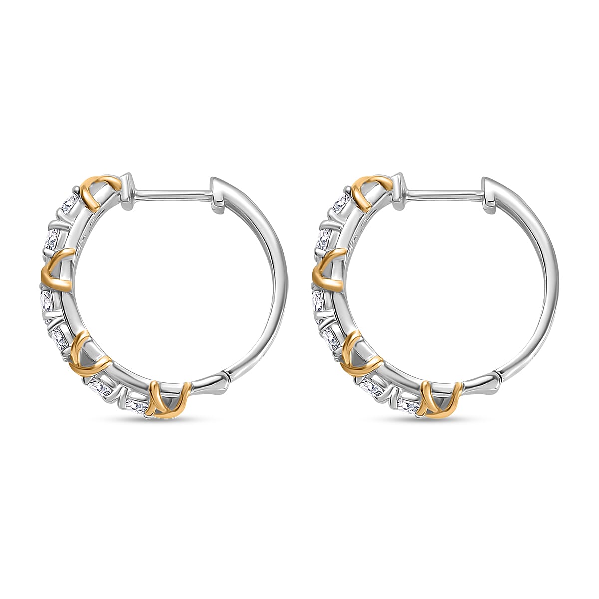 Designer Inspired Moissanite Criss Cross Earrings in 18K Gold Vermeil & Platinum Plated Sterling Silver