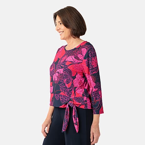 La Marey Print Side Knot Detail Top (Size XL) - Abstract