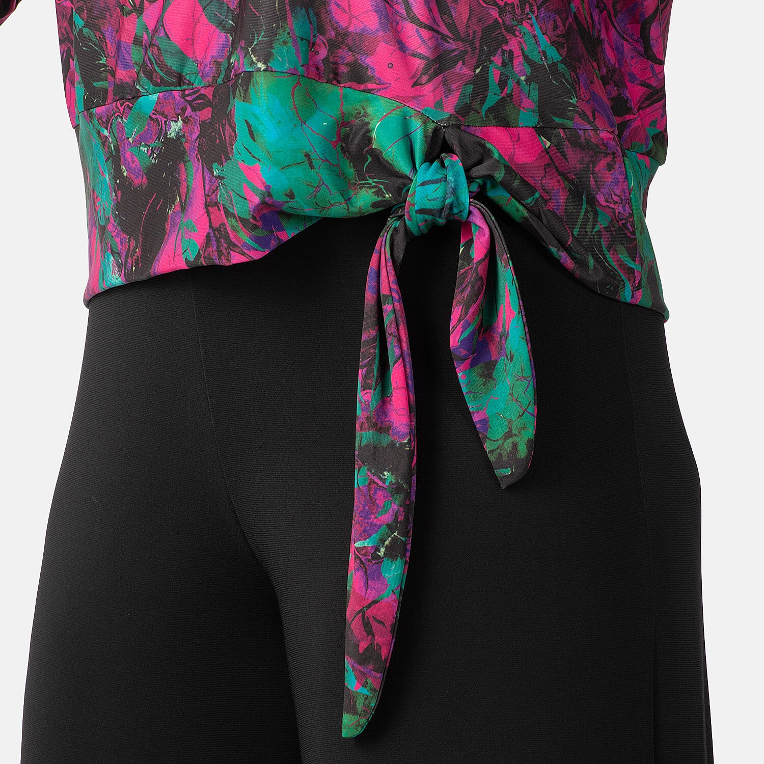 La Marey Abstract Print Side Knot Detail Top 