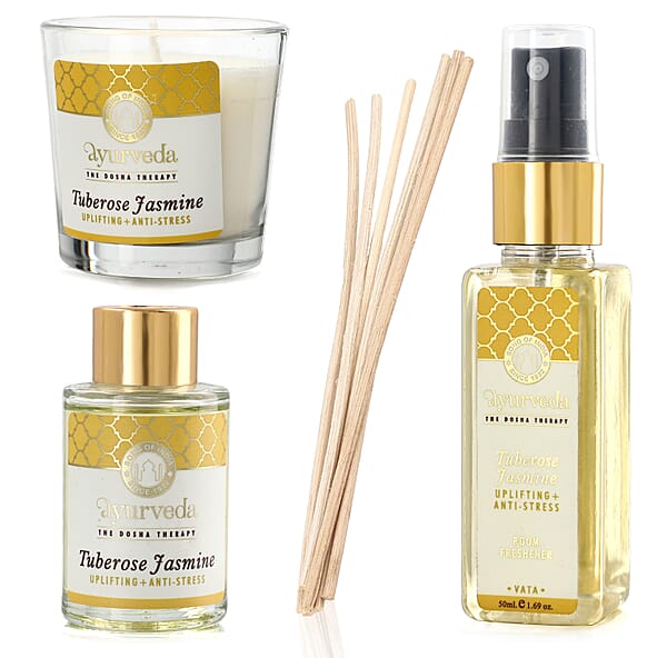 Song of India Fragrance Gift Set (Reed Diffuser, soothing candles and a  personalized message card)