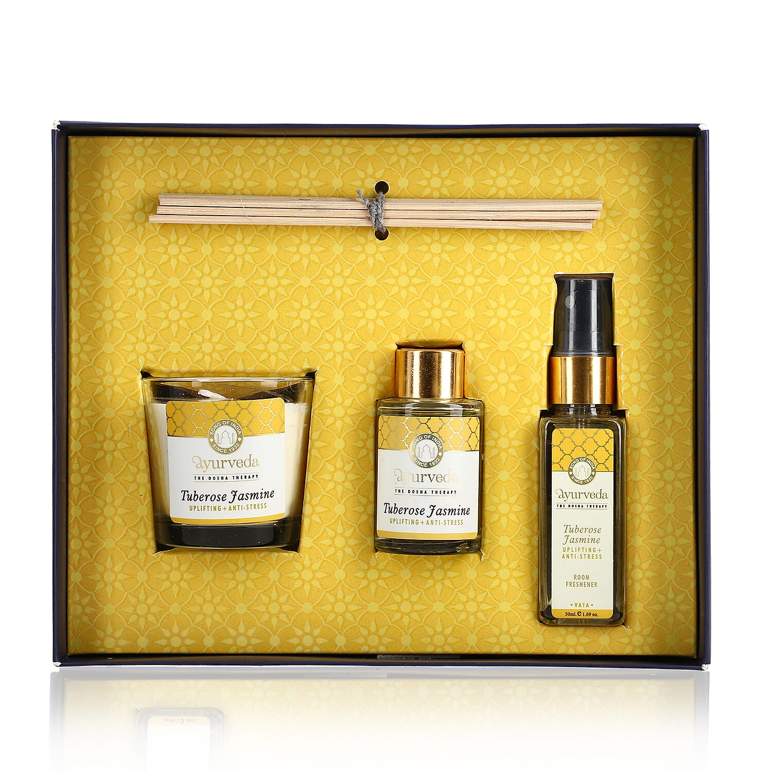 Song of India - Fragrance Gift Set - Reed Diffuser, soothing candles and a personalized message card