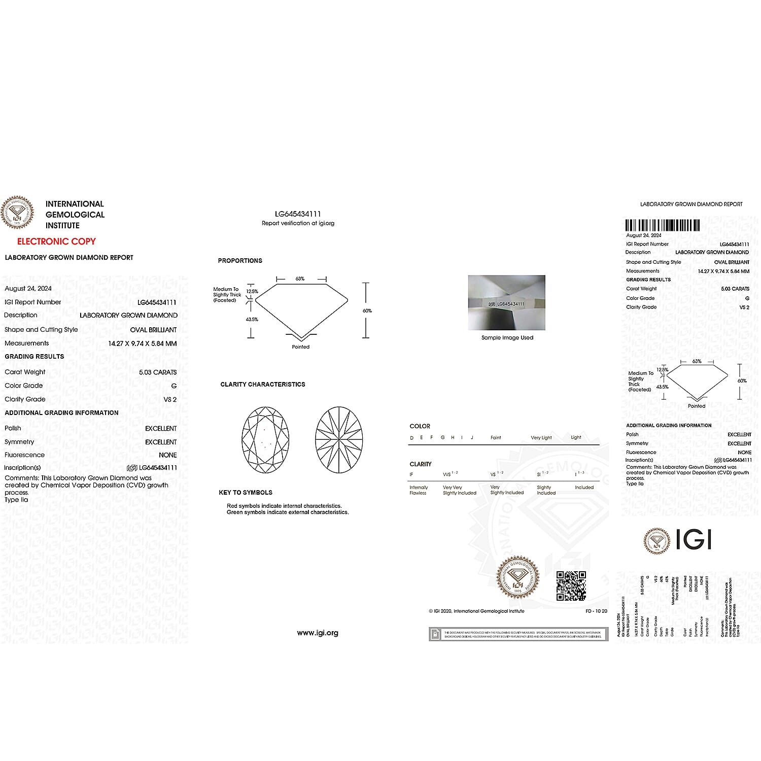 Luxuriant Diamond - IGI Certified Lab Grown Diamond (VS2-G) in Oval Shape 5.03 Ct.