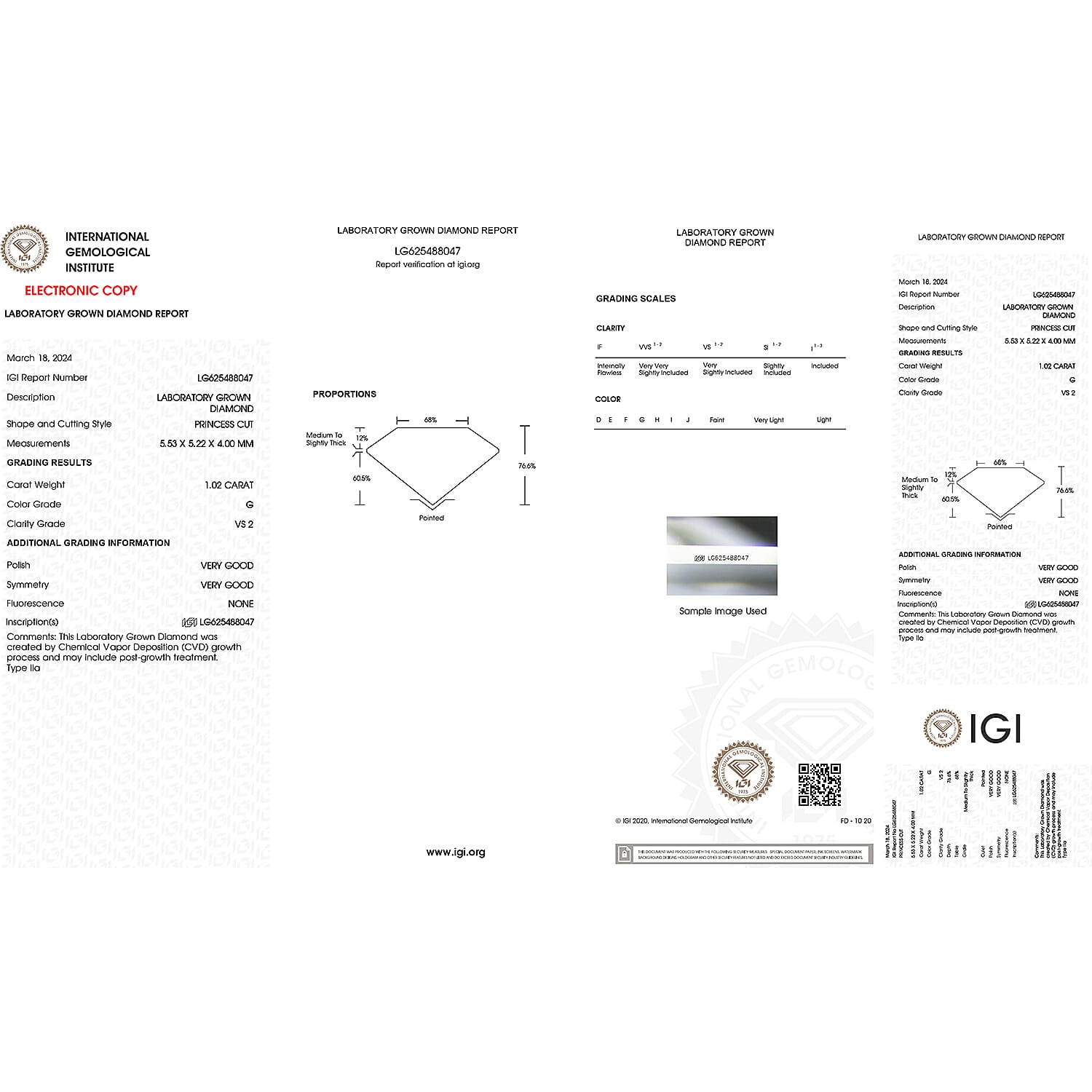 Luxuriant Diamond - IGI Certified Lab Grown Diamond (VS2-G) in Square Shape 1.02 Ct.