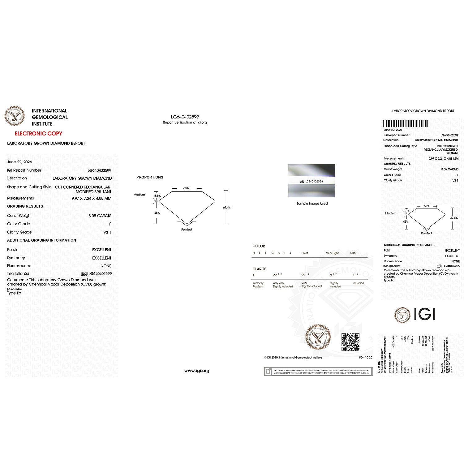 Luxuriant Diamond - IGI Certified Lab Grown Diamond (VS2-G) in Cushion Shape 3.00 Ct.