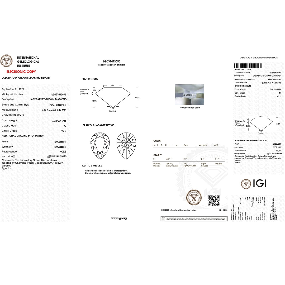 Luxuriant Diamond - IGI Certified Lab Grown Diamond (VS2-G) in Pear Shape 3.02 Ct.
