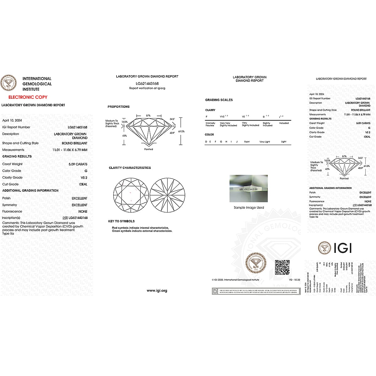 Luxuriant Diamond - IGI Certified Lab Grown Diamond (VS2-G) in Round Shape 5.09 Ct.