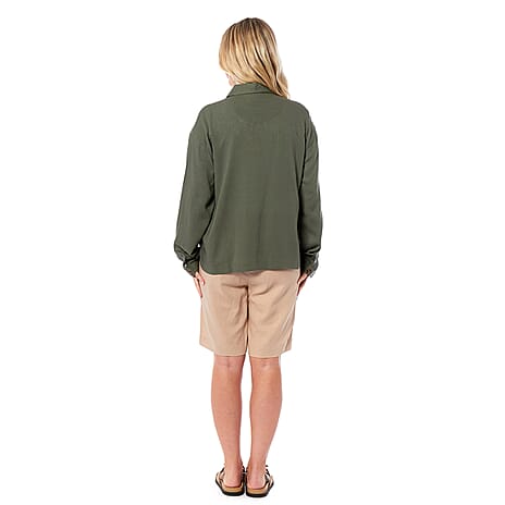 Charlotte West Ladies Linen Tailored Jacket (Size 10) - Khaki