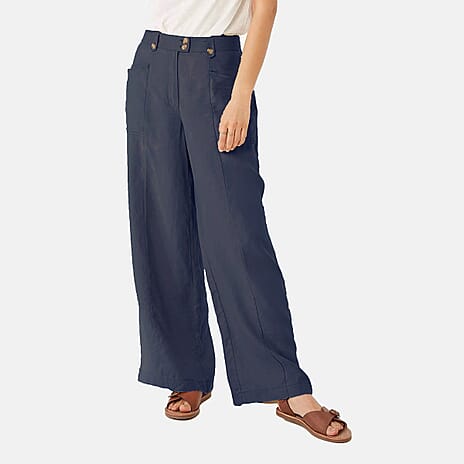 Charlotte West Womens Full-Length Wide Leg Pants (Size 14) - Navy