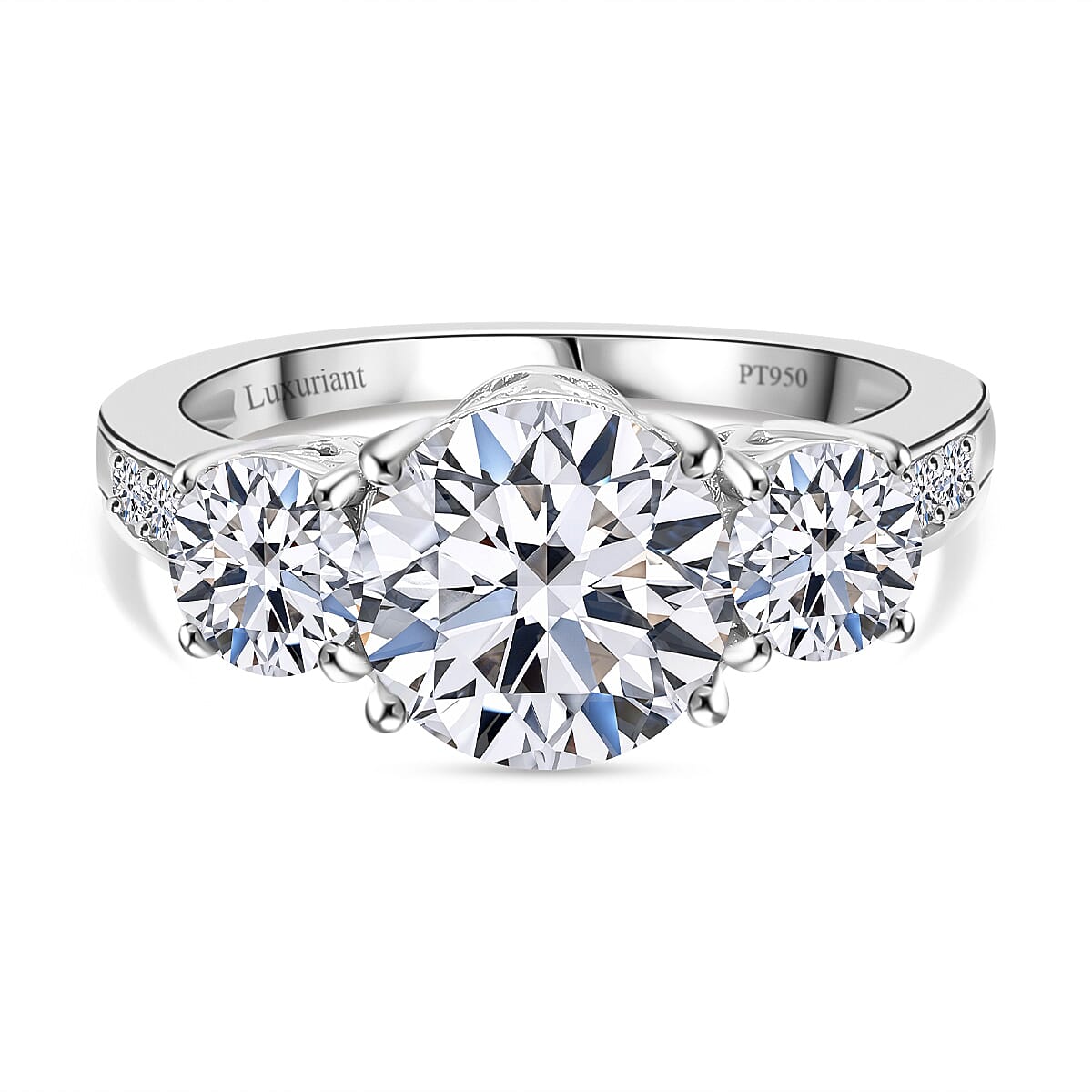 SPECIAL ORDER - Luxuriant - 950 Platinum SGL Certified (VS-EF) Lab Grown Diamond 3 Stone Ring 4.15 Ct.
