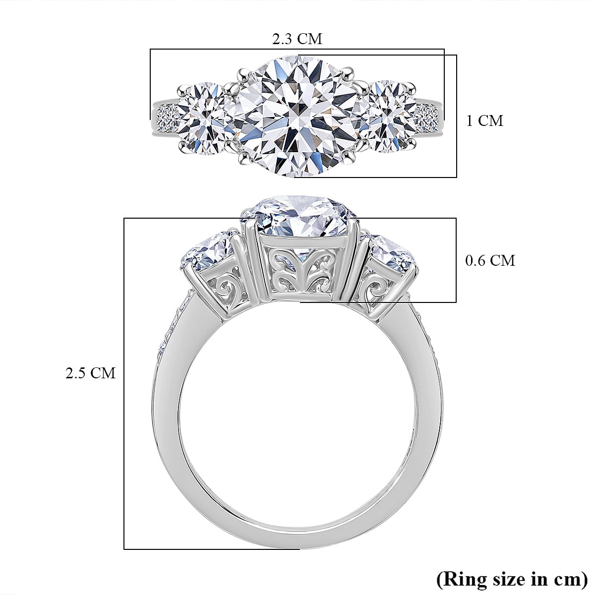 SPECIAL ORDER - Luxuriant - 950 Platinum SGL Certified (VS-EF) Lab Grown Diamond 3 Stone Ring 4.15 Ct.