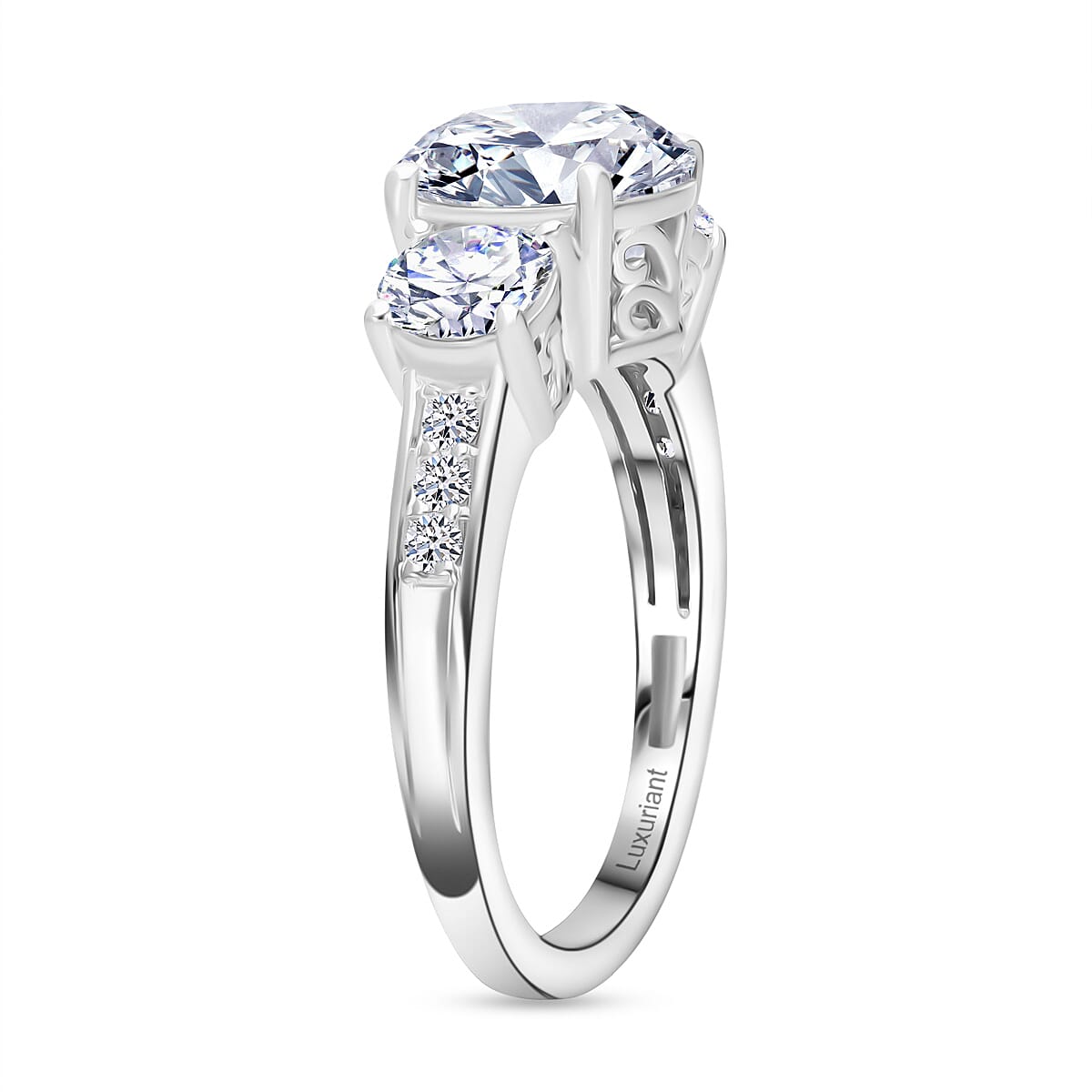 SPECIAL ORDER - Luxuriant - 950 Platinum SGL Certified (VS-EF) Lab Grown Diamond 3 Stone Ring 4.15 Ct.
