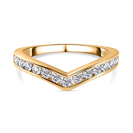DOD - Luxuriant Collection - First Time Ever - Lab Grown Diamond Wishbone Ring in 18k YG Vermeil Sterling Silver 0.50 Cts