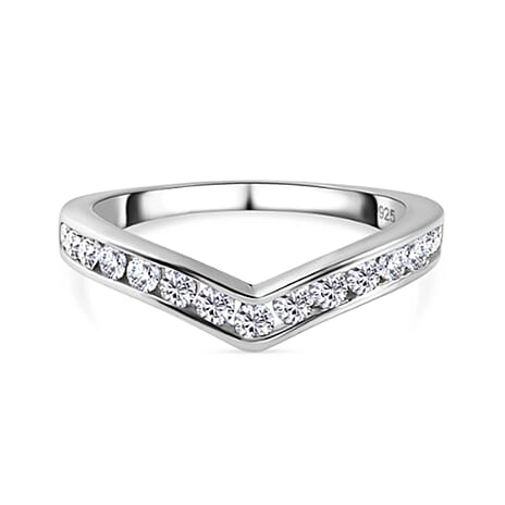 DOD - Luxuriant Collection - First Time Ever - Lab Grown Diamond SI-GH Wishbone Ring in Platinum Overlay Sterling Silver 0.50 Cts
