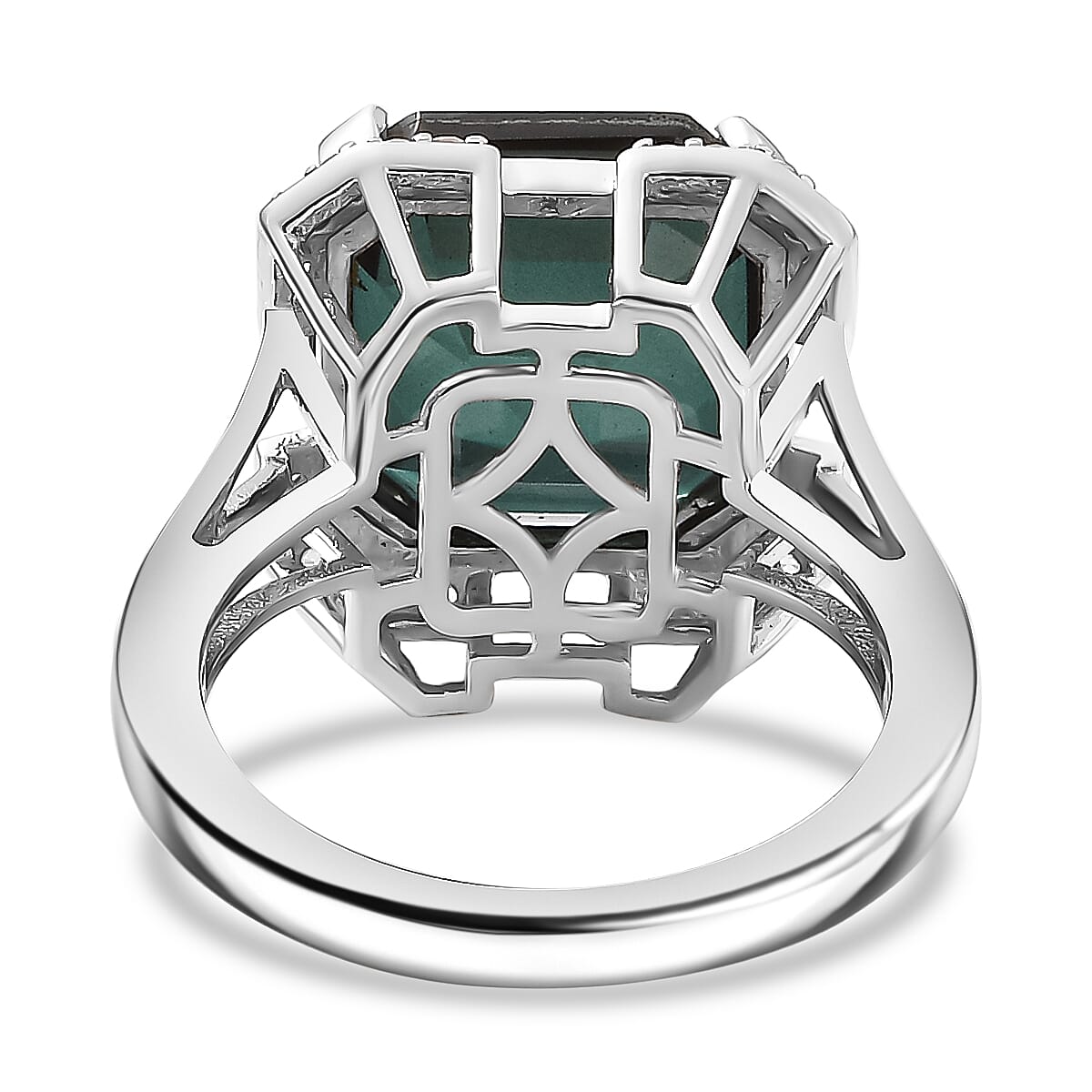 Alexandrite Triplet Quartz & White Zircon Ring in Rhodium Overlay Sterling Silver 7.95 Ct.