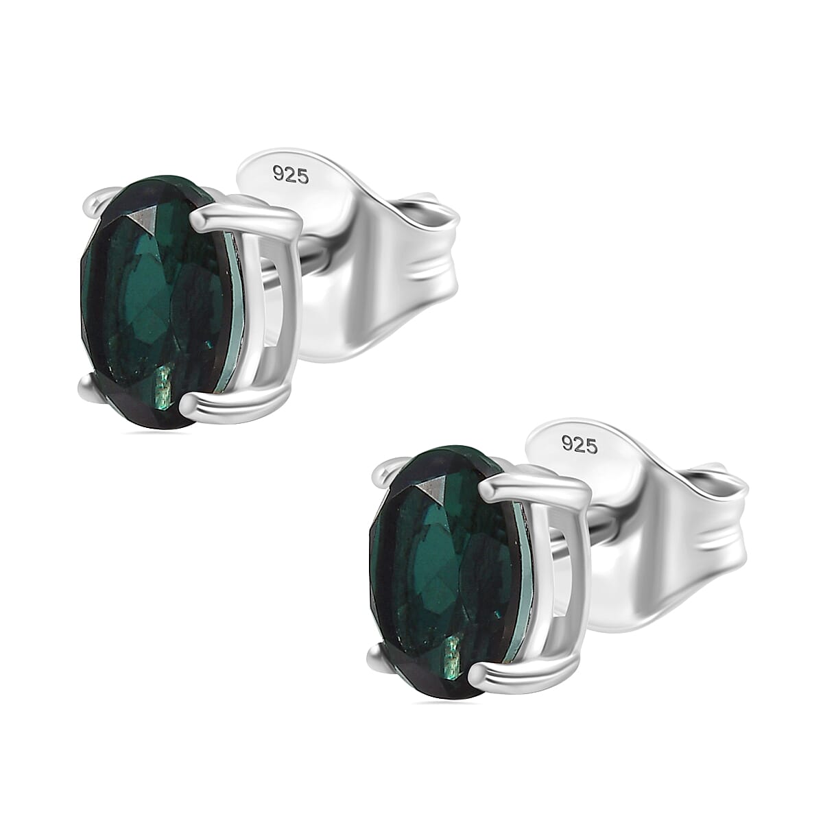 Alexandrite Triplet Quartz Earring in rhodium Sterling Silver 3.00 ct 2.924 Ct.