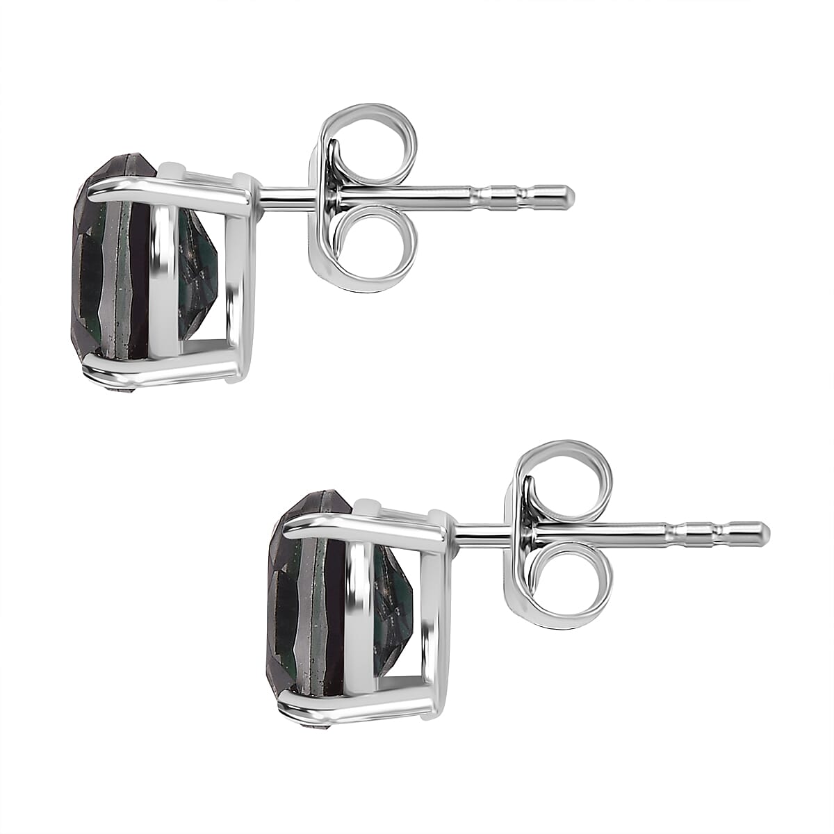Alexandrite Triplet Quartz Earring in rhodium Sterling Silver 3.00 ct 2.924 Ct.