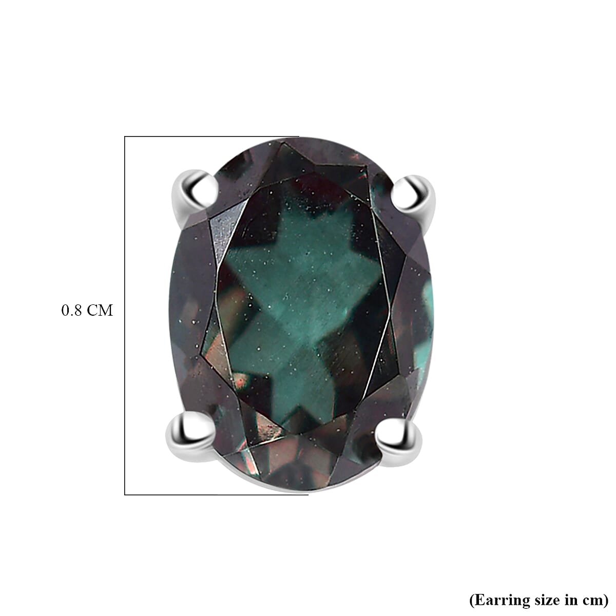 Alexandrite Triplet Quartz Earring in rhodium Sterling Silver 3.00 ct 2.924 Ct.