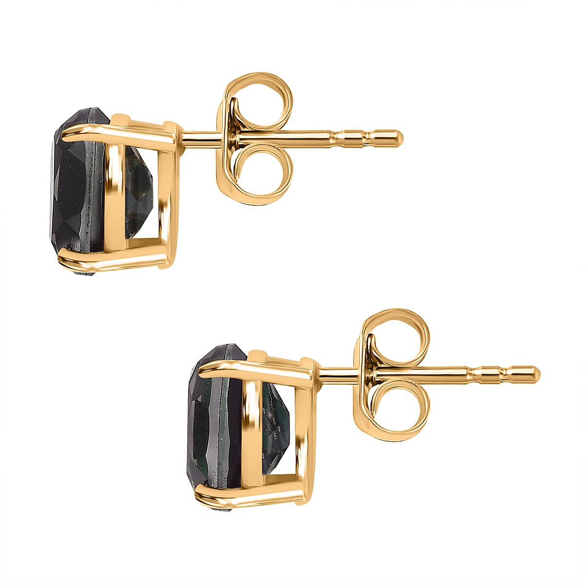Alexandrite Triplet Quartz Earring with Push Back in 18K Yellow Gold Vermeil Sterling Silver 2.92 Ct.