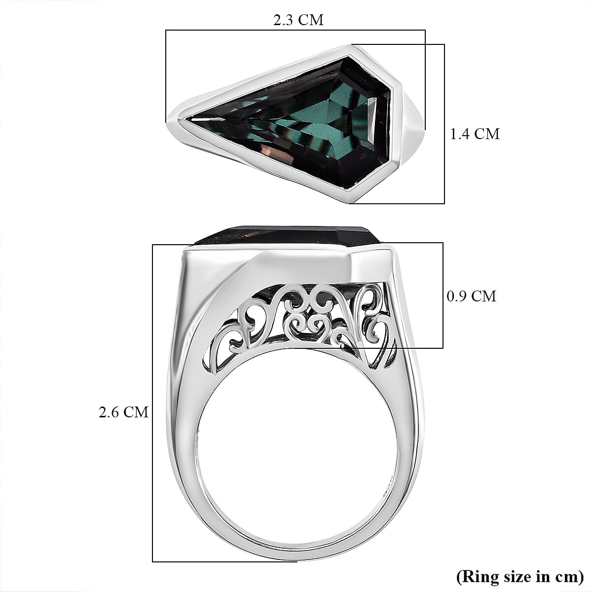 Alexandrite Triplet Quartz Fancy Ring in Rhodium Overlay Sterling Silver 5.84 Ct.