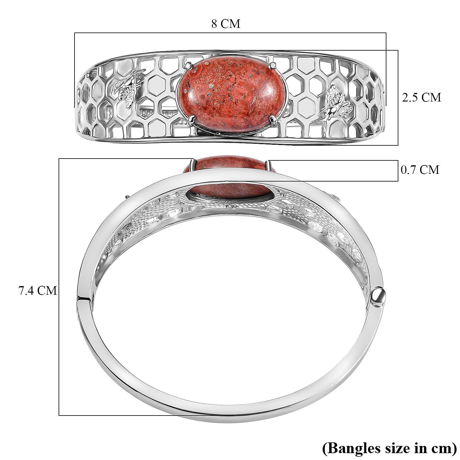 Poppy Jasper Full Bangle (Size 7.50) 24.96 CT