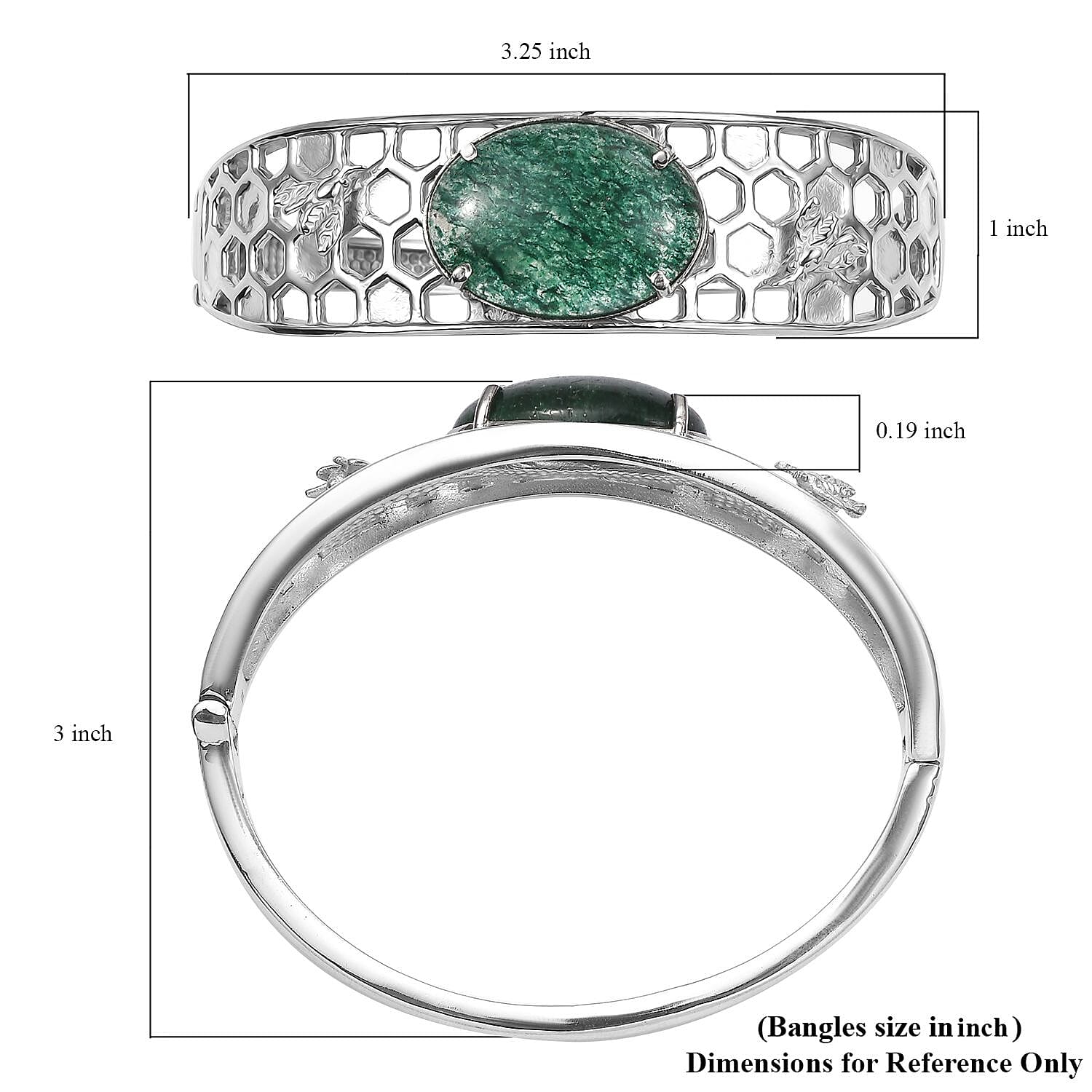 Green Aventurine Full Bangle (Size 7.50) 21.50ct Green Aventurine Full Bangle (Size 7.50) 21.50ct