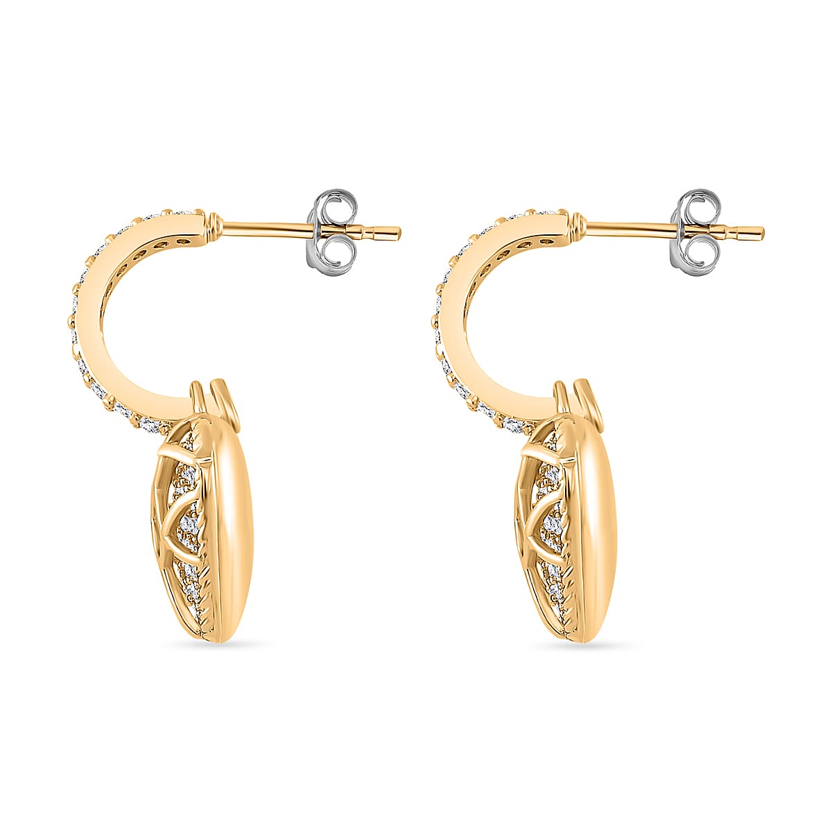 White Cubic Zirconia Push Back Earring