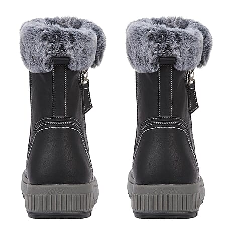 Jo - Joe Ladies Jade Fur Collar Ankle Boots (Size 4) - Black