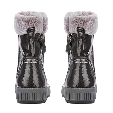 Jo - Joe Ladies Jade Fur Collar Ankle Boots (Size 4) - Pewter