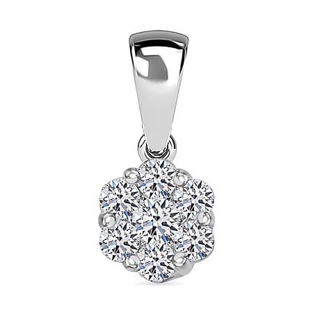 Luxuriant Diamond 0.5 Ct. Lab Grown Diamond Floral Pendant in Rhodium Sterling Silver