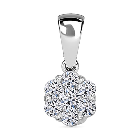 Luxuriant Diamond Lab Grown Diamond (SI-G-H) Pressure Set Pendant in Rhodium Overlay Sterling Silver 0.50 Ct.