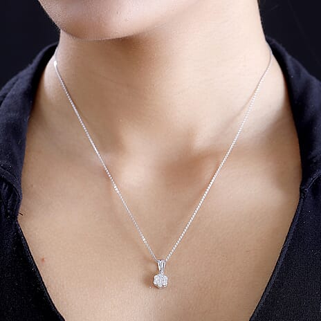 Luxuriant Diamond Lab Grown Diamond (SI-G-H) Pressure Set Pendant in Rhodium Overlay Sterling Silver 0.50 Ct.